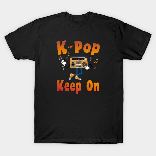 K-Pop on a Retro Boombox w music notes T-Shirt by WhatTheKpop